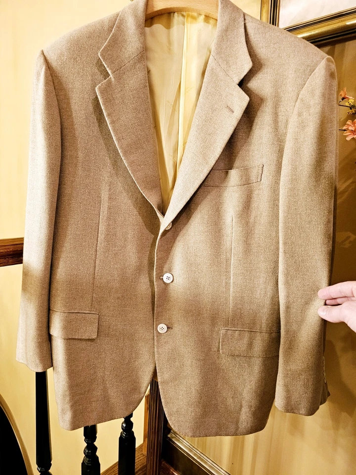 Blazer/abrigo deportivo Kiton Napoli Italia color cachemir tostado/lino de un solo pecho $11,290 Foto 3 de 4