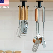 2Pcs Under Cabinet Kitchen Utensil Rack 360° Rotating Shelf Utility Hooks USA