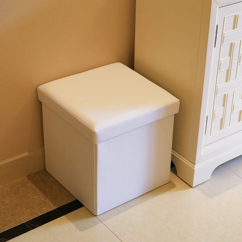 38cm New Folding Ottoman Storage Box Pouffe Seat Stool Footstool Bench Single - Picture 9 of 12