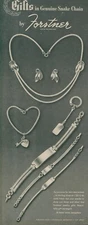 1948 Forstner Snake Chain Necklaces Earrings Bracelet Vintage Print Ad L13