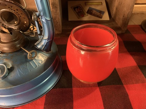 Vintage Deitz Little Wizard Lantern With Red Globe 1950'S Kerosene Road Lamp - Picture 10 of 14