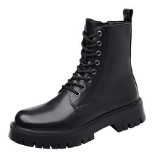 Motorcycle Biker Men's Faux Leather Zip Ankle Boots High Top Lace Up Party Shoes