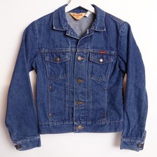 Vintage Rustler Denim Jean Jacket Youth Boys Trucker Dark Wash Large Made In USA