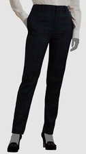 Lauren Ralph Lauren Women's Blue Plaid Wool Satin-Stripe Dress Pants Size 8
