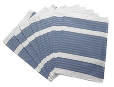 Image of Cotton Two Tone Striped Kitchen Tea Towels Pack of Blue & White Catering Cloths