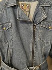 Express Denim Jean Jacket From Zipper And Belted Adult Sz Small Unisex Jacket — photo 4