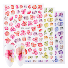 3D Nail Stickers Watercolor Dried Flowers Maple Leaf Rose Butterfly Bee NS37