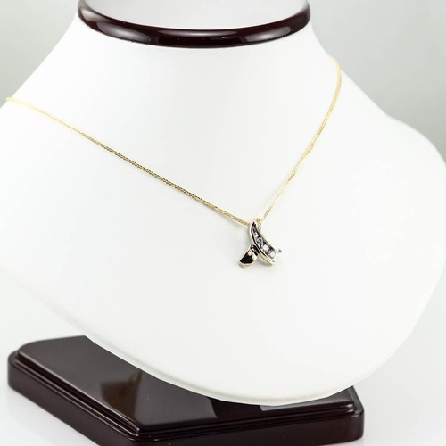 0.50 CT. SI2-H DIAMOND PENDANT 16â WHEAT CHAIN 14K YELLOW GOLD NECKLACE ITALY - Picture 2 of 5