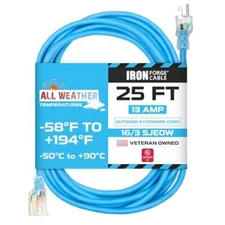 Iron Forge Cable 25 Ft All-Weather Extension Cord for  Assorted Sizes , Styles 