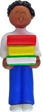 Reader Male African-American Personalized Christmas Tree Ornament