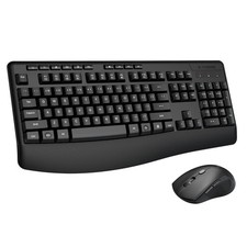 Wireless Keyboard and Mouse Combo, Full Size Ergonomic with Wrist Rest