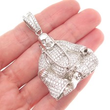 925 Sterling Silver Round-Cut C Z Buddha Pendant