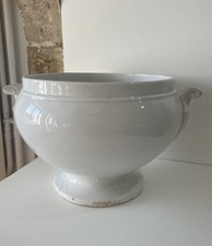 Ancien Bas De Soupiere Luneville Faience Blanche Collection Patine SHABBY Déco