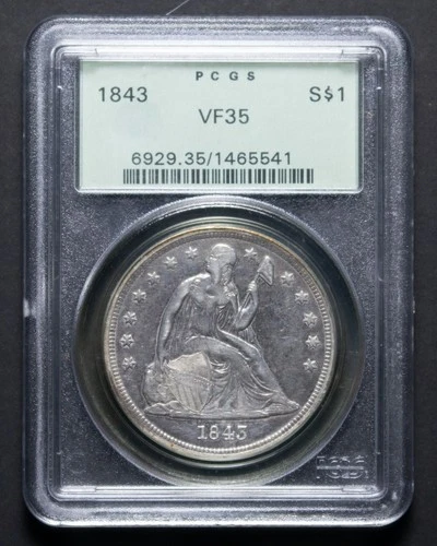 1843 Liberty Seated Silver Dollar PCGS VF35