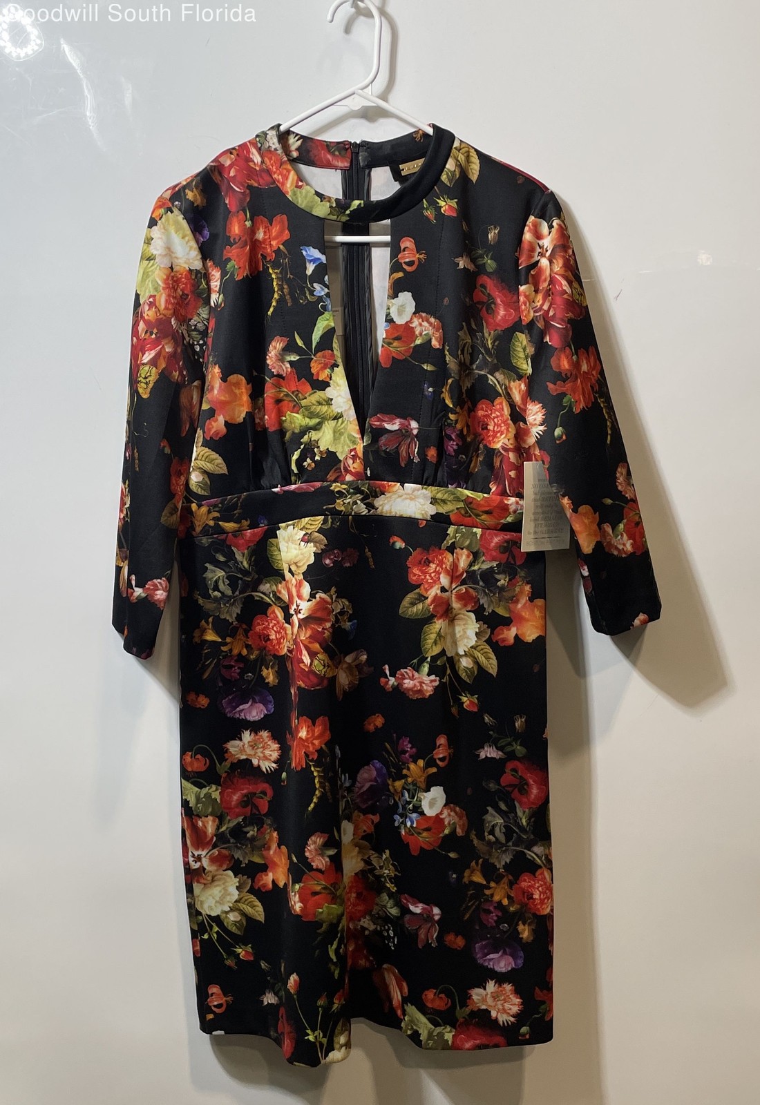 Alexia Admor Womens Multicolor Floral 3/4 Sleeve Shift Dress Size L With Tags