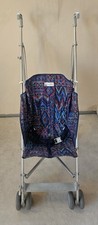 Vintage 1980s Maclaren Navy & Red Geometric Patterned Child's Kid's Stroller