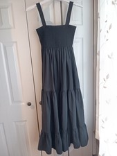 ZARA Dress Womens XS Black Smocked Ruffles Long Skirt 