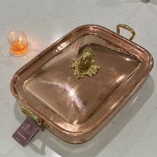 Ruffoni Tin Lined Copper Turkey Roasting Tray with Lid Made In Italy