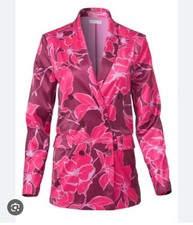 Venus Size 12 Pink Multi Floral Silky Lined Double Breasted Blazer NWOT