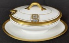 1900 Antique Haviland France Porcelain Salt / Mustard Server Fast Stand & Cover — photo 1