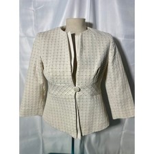 Doncaster Collection Women's Textured Blazer  Cream Fully Lined  SZ 4