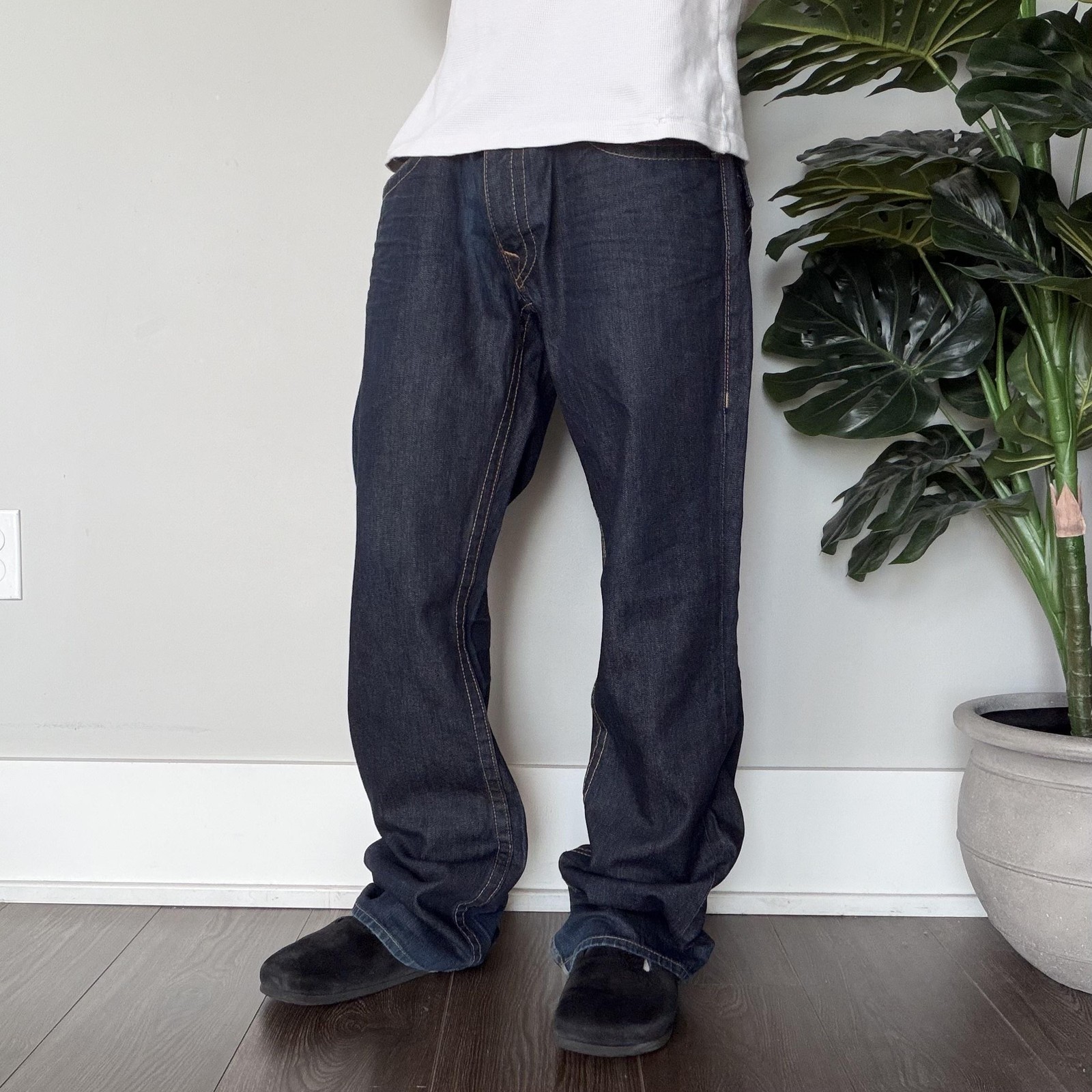 Y2K True Religion Ricky Jeans Mens 36x35 Blue Relaxed Straight Made In USA Denim thumbnail 2