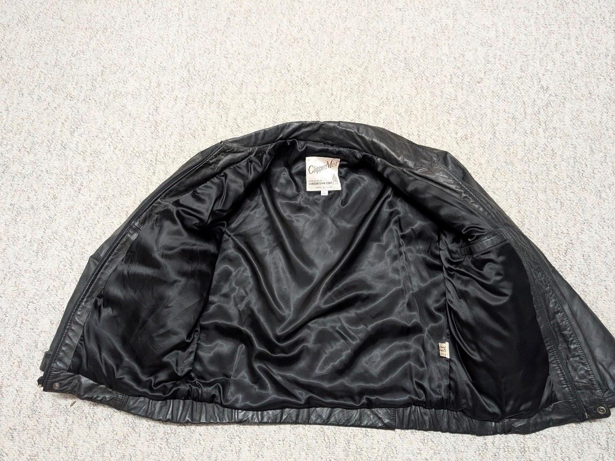 1980s vintage BOMBER leather jacket L black 1990s motorcycle MAD