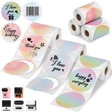 3 Rolls Round Flower Thermal Labels Paper for Phomemo M220 M200 M221 M110 Lab...