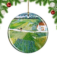 Van Gogh Landscape With Carriage And Tra Christmas ornament city travel souvenir