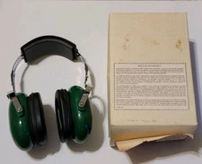 Vintage David Clark Straightaway Model 10AS Ear Muff Hearing Protection Green 