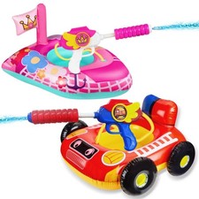 2 Pack Kids Pool Floats with Squirt Gun, Inflatable Pool Toys for Kids, Pink ...