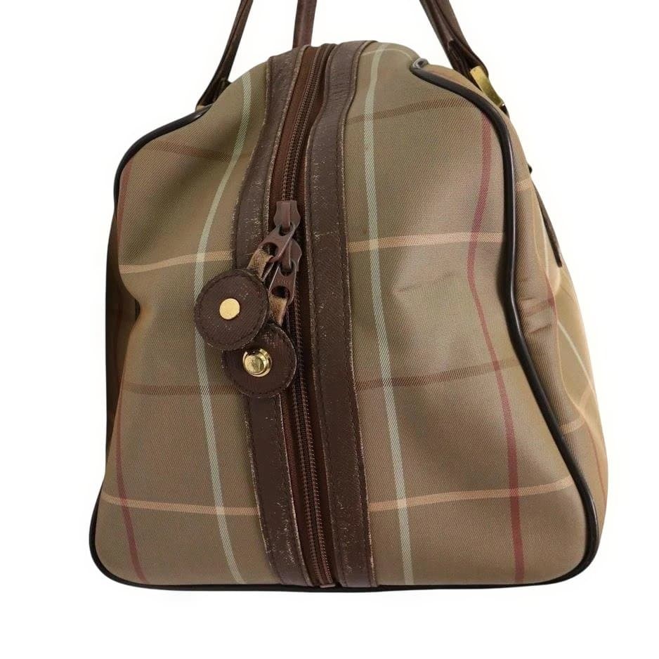 Authentic Burberry Nova Check Boston Bag Canvas Leather Iridescent JAPAN 482917 thumbnail 4