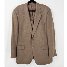 VTG Chaps Ralph Lauren Blazer Mens sz 44R Wool Two Button Brown nailhead check