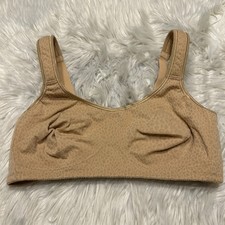 Amoena 38C Bra Beige Mona Wire Free Mastectomy Pockets Back Closure