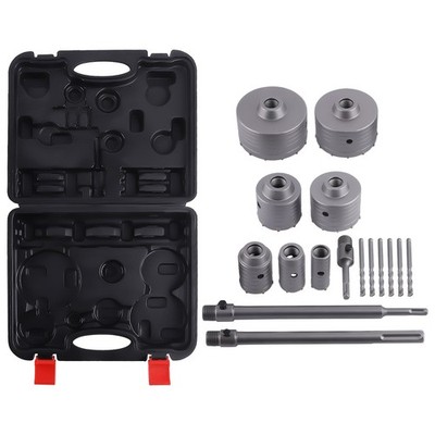 Brick Concrete Core Bit Carbide Hole Saw Set 16Pcs 30 40 50 65 80 100 110mm SDS