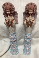 Ganz Praying Angels Birds Rustic  Primitive Folk Art Resin Wood Look 12"