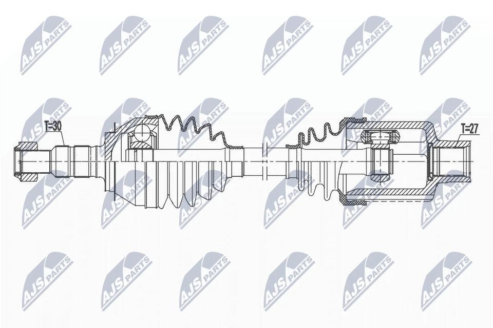 NTY Driveshaft NPW-PL-115 For Opel Front Axle Right Reinforced 27/30