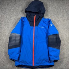Columbia Titanium Omni-Tech Boys Blue Hooded Ski Jacket Medium 10/12 Snow Coat