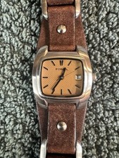 Fossil Ladies Watch JR8896 Date Brown Leather Band New Battery