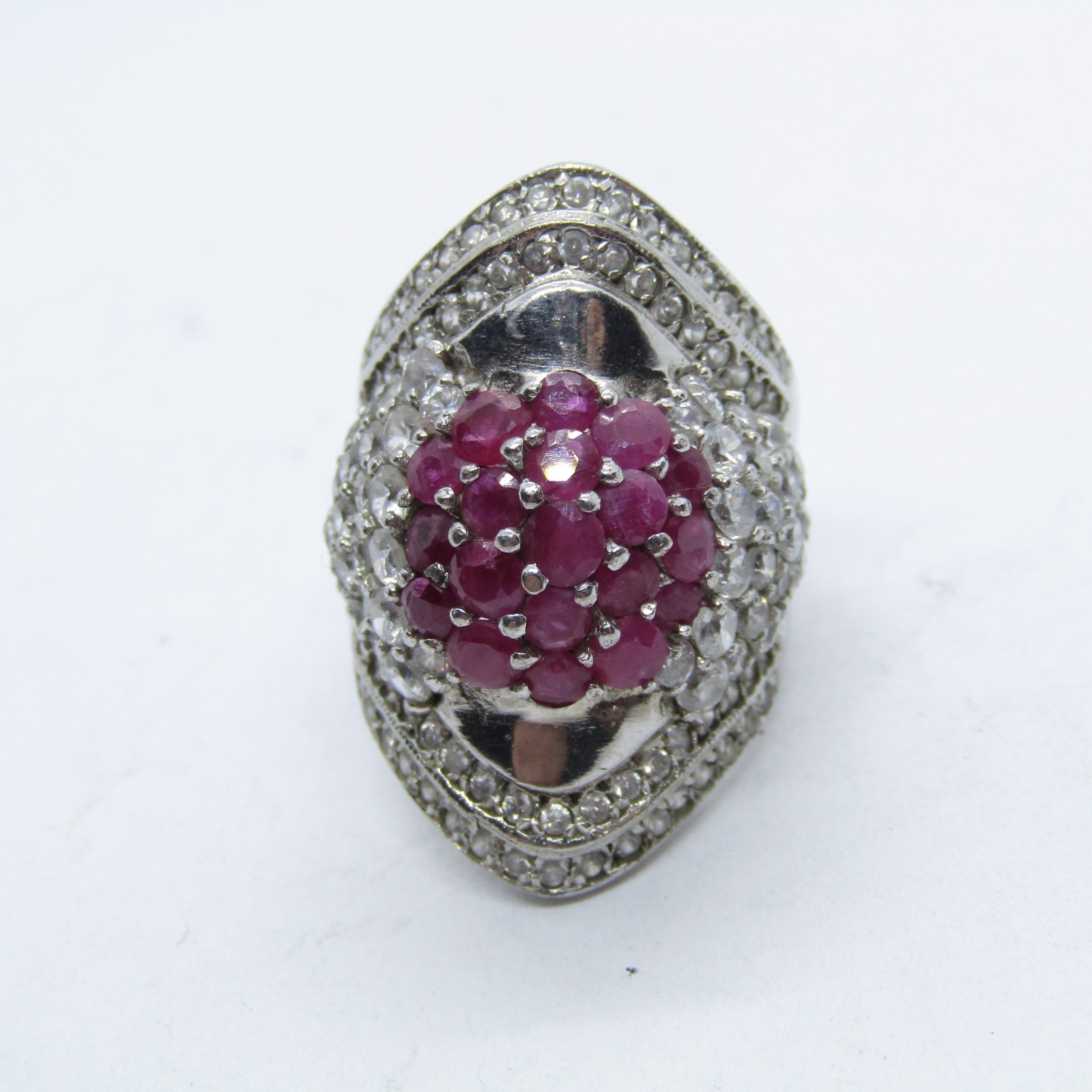 Sterling Silver 925 Raspberry Ruby & Cubic Zircon… - image 1