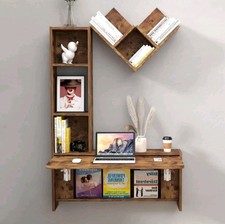 Tavolo Pieghevole da Parete con Foglia a Goccia, Scrivania Pieghevole con Armadi Mobili,...