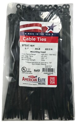500) Black 11 Inch Nylon Cable Wire Wrap Zip Ties 50 LBS UV