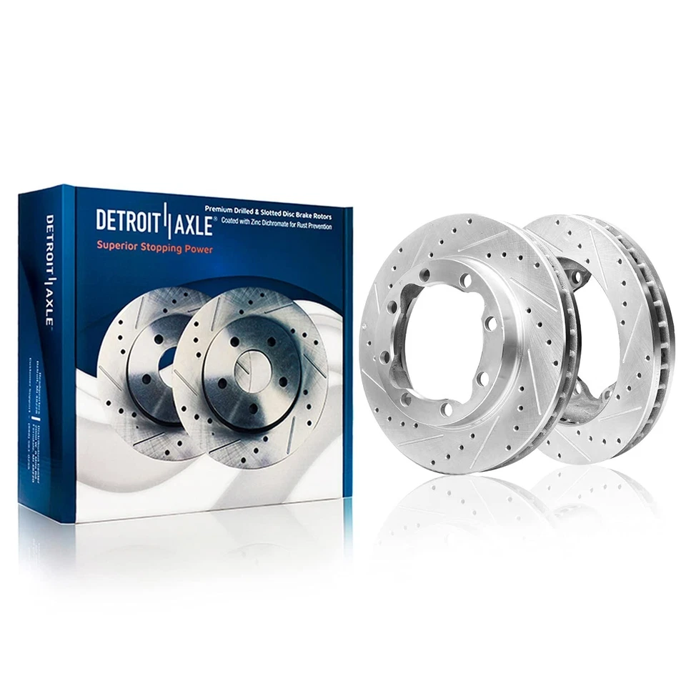 Front for 1994-1999 Dodge Ram 2500 4WD 318mm DRILLED Rotors + Ceramic Brake Pads - Image 3 of 4