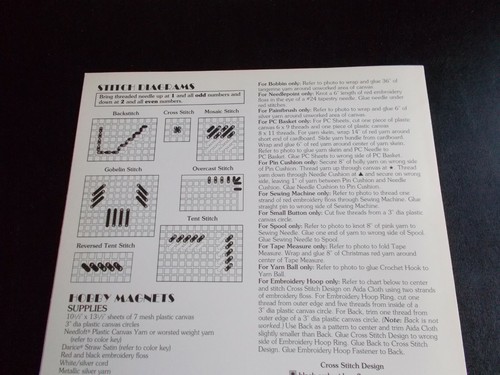 Hobby Magnets In Plastic Canvas Leaflet ~ Leisure Arts ~ 1994 - Picture 4 of 4
