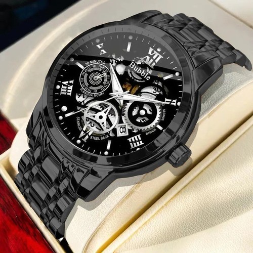 Luxury Men's Automatic Quartz Stainless Steel Watch Business Hollow Skeleton UK - Picture 13 of 14