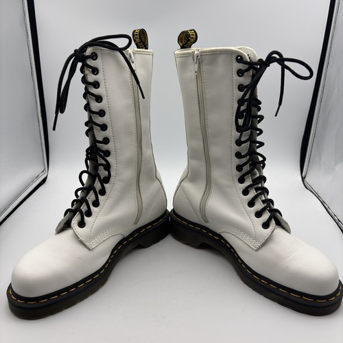 Doc Dr. Martens 10183 Reißverschluss 14 Ösen hoch weiß Leder Damen Stiefel Größe 9 - Bild 8 von 12