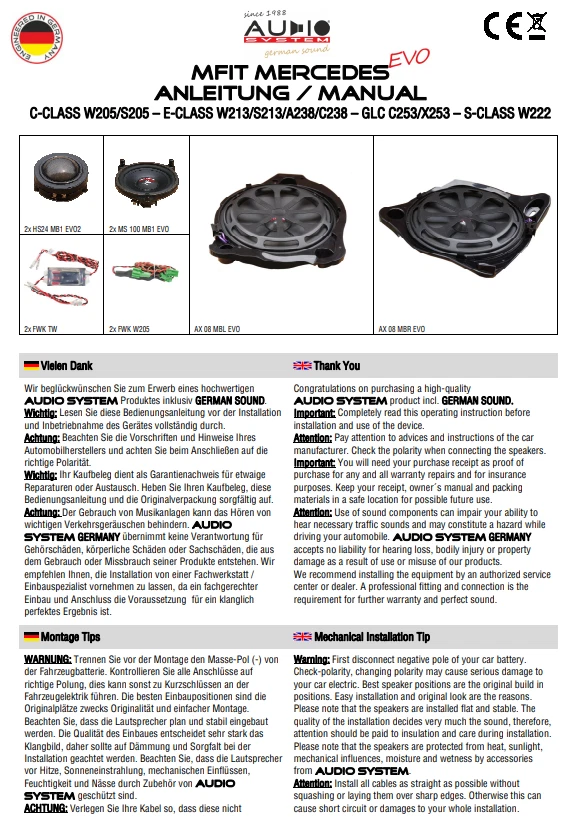 Auto Lautsprecher Mercedes AUDIO SYSTEM MFIT 300W 3-Wege  Set  E-Klasse C238--- - Bild 3 von 4