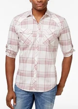 I.N.C. Men's Dual-Pocket Plaid Shirt, Grecian Throne, Size M