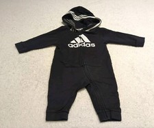Adidas Baby 1 Piece Hoodie Sz 6mo Graphic Print Hoodie Long Sleeve Zip Up Blackm