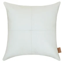 AYRA ITALIA Decorative Leather Pillow Cushion Cover 20x20 inch Ivory White Color